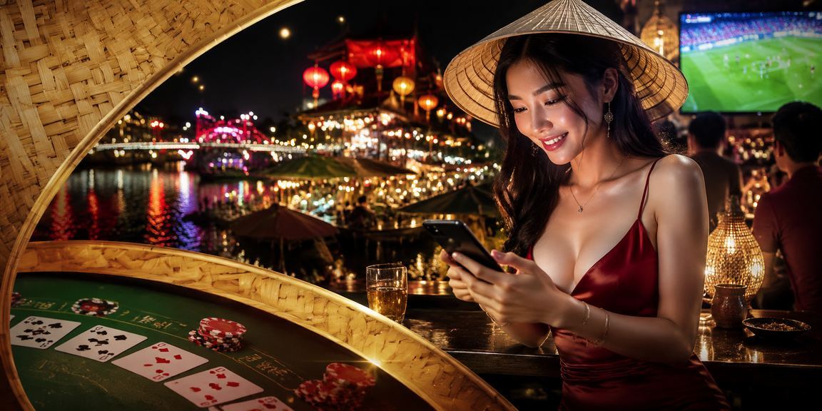 Người chơi Hà Nội trong trang phục nón lá truyền thống tham gia Baccarat trực tuyến
